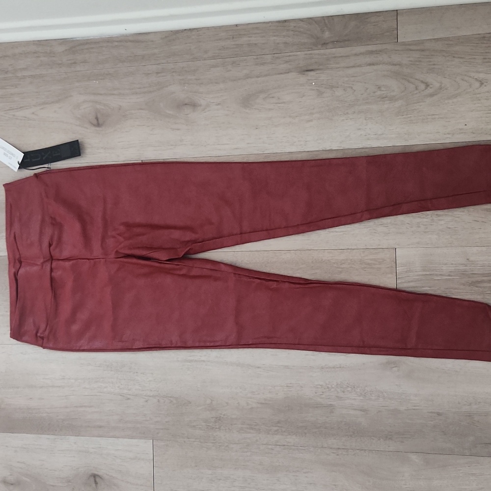 LuLaRoe Luxe Red Faux Leather Women's Leggings